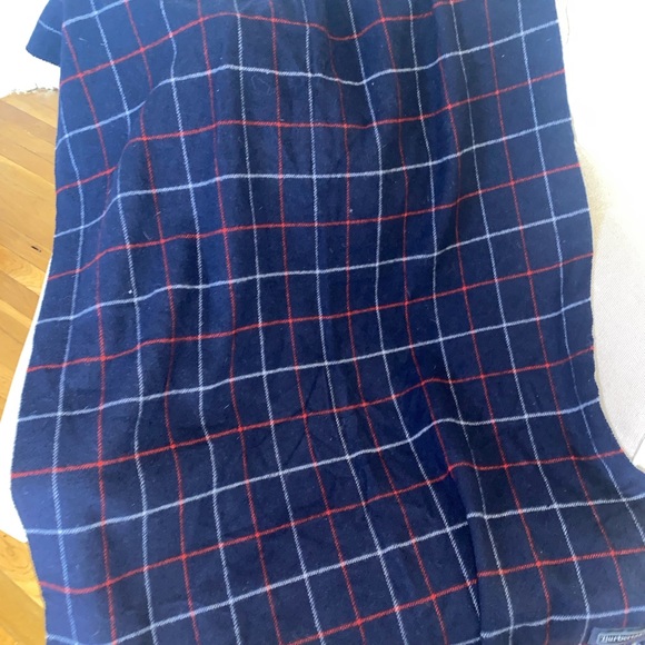 Burberry Dark Blue Checkered Fringe Wrap - Picture 3 of 7